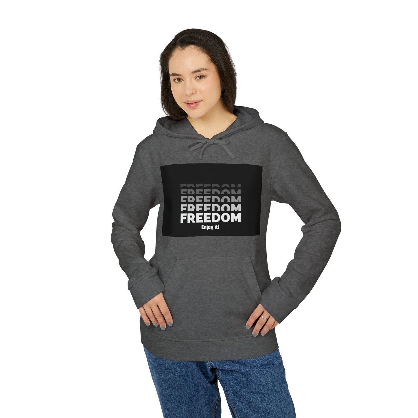 Freedom Repeat Graphic Hoodie – Minimalist Black & White Pullover