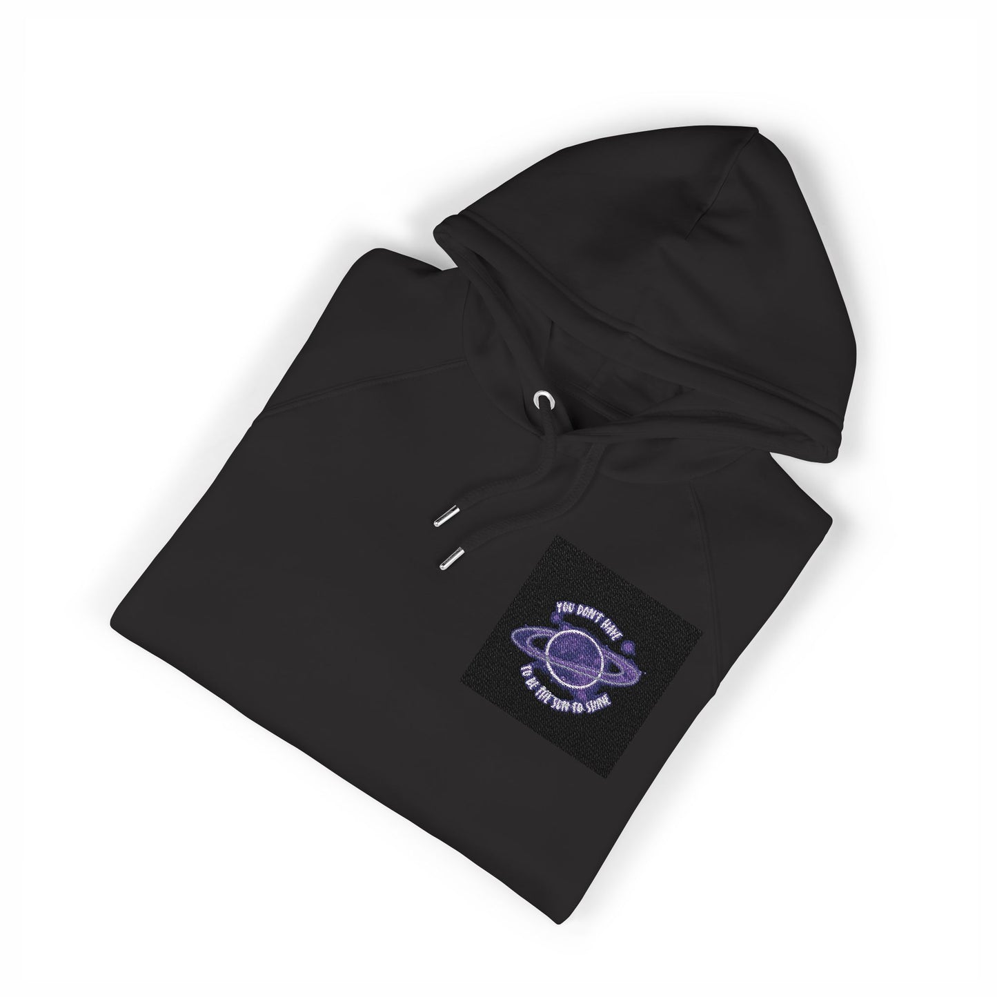Embroidered Purple Rose Chest Hoodie — Eco Raglan Sweatshirt