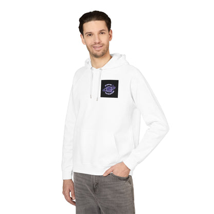 Embroidered Purple Rose Chest Hoodie — Eco Raglan Sweatshirt