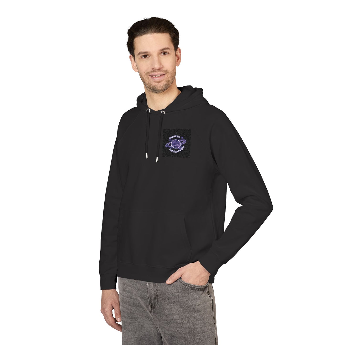 Embroidered Purple Rose Chest Hoodie — Eco Raglan Sweatshirt