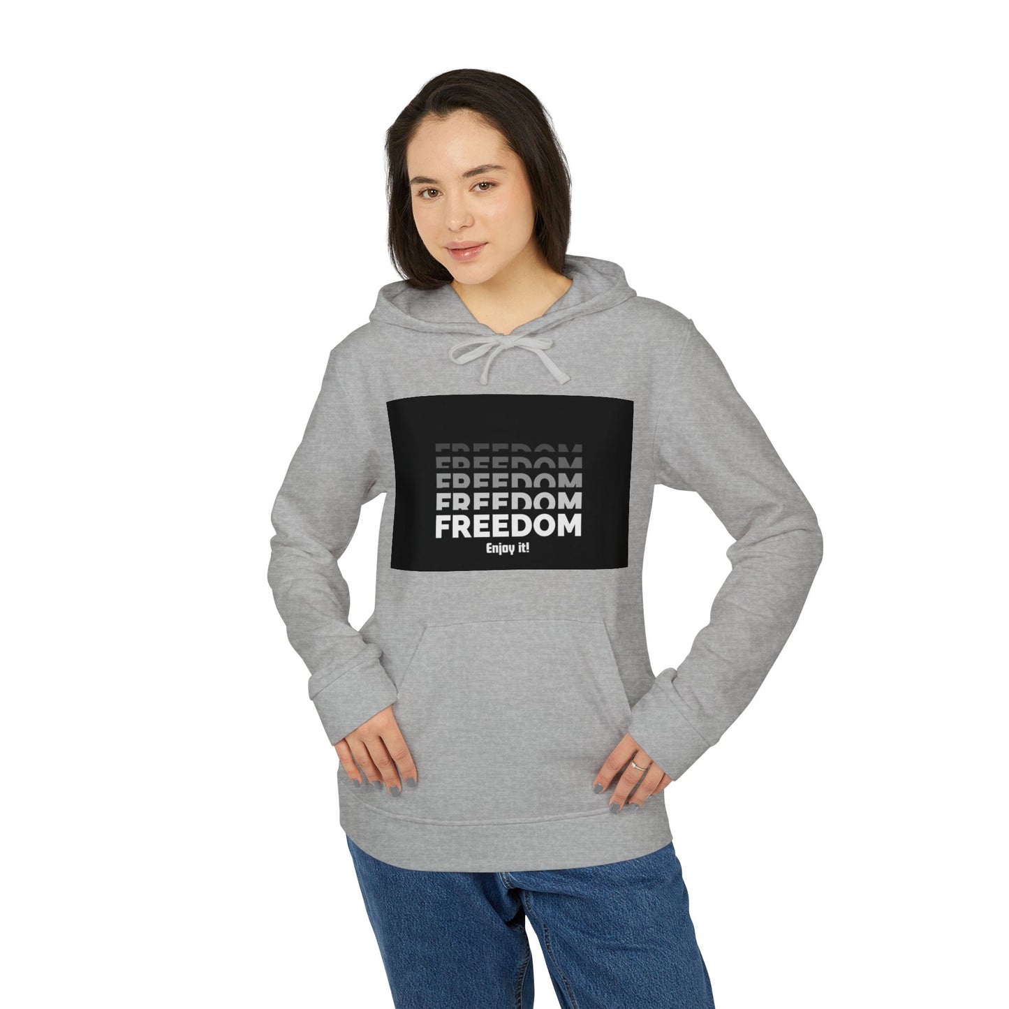 Freedom Repeat Graphic Hoodie – Minimalist Black & White Pullover