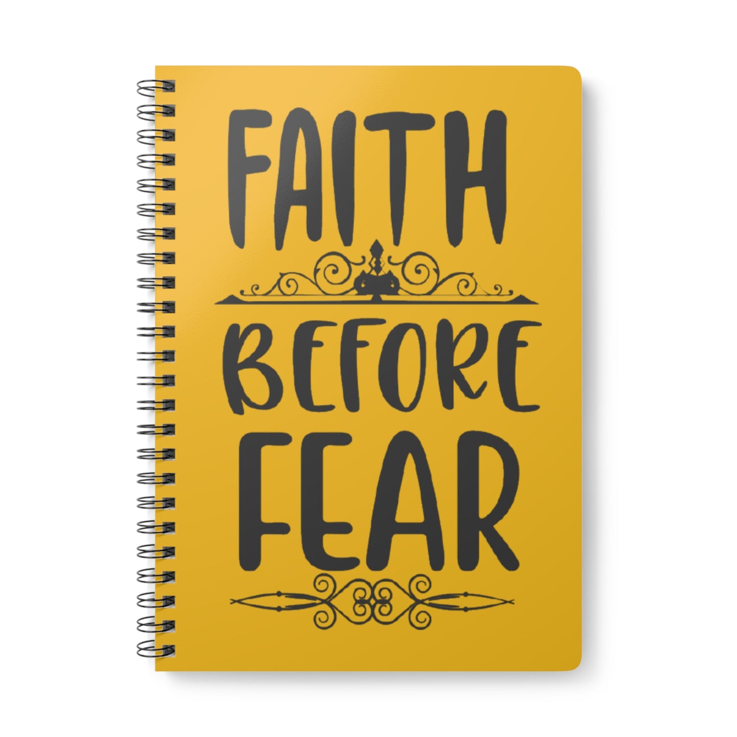 Inspirational A5 Wirobound Notebook – "Faith Before Fear"