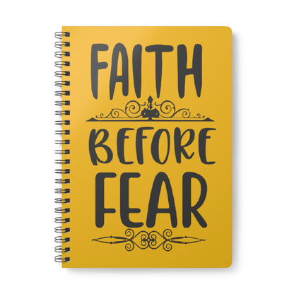 Inspirational A5 Wirobound Notebook – "Faith Before Fear"