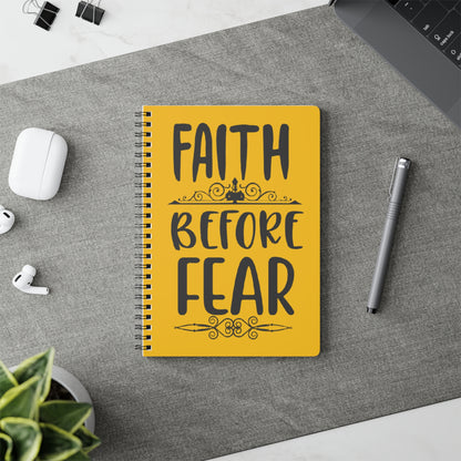 Inspirational A5 Wirobound Notebook – "Faith Before Fear"