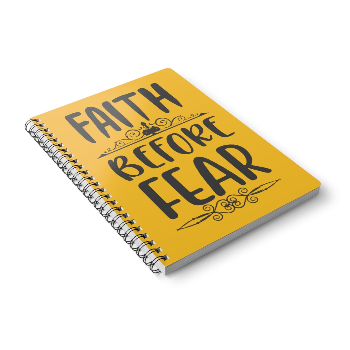 Inspirational A5 Wirobound Notebook – "Faith Before Fear"