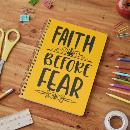 Inspirational A5 Wirobound Notebook – "Faith Before Fear"