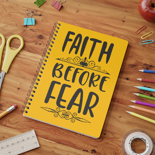 Inspirational A5 Wirobound Notebook – "Faith Before Fear"