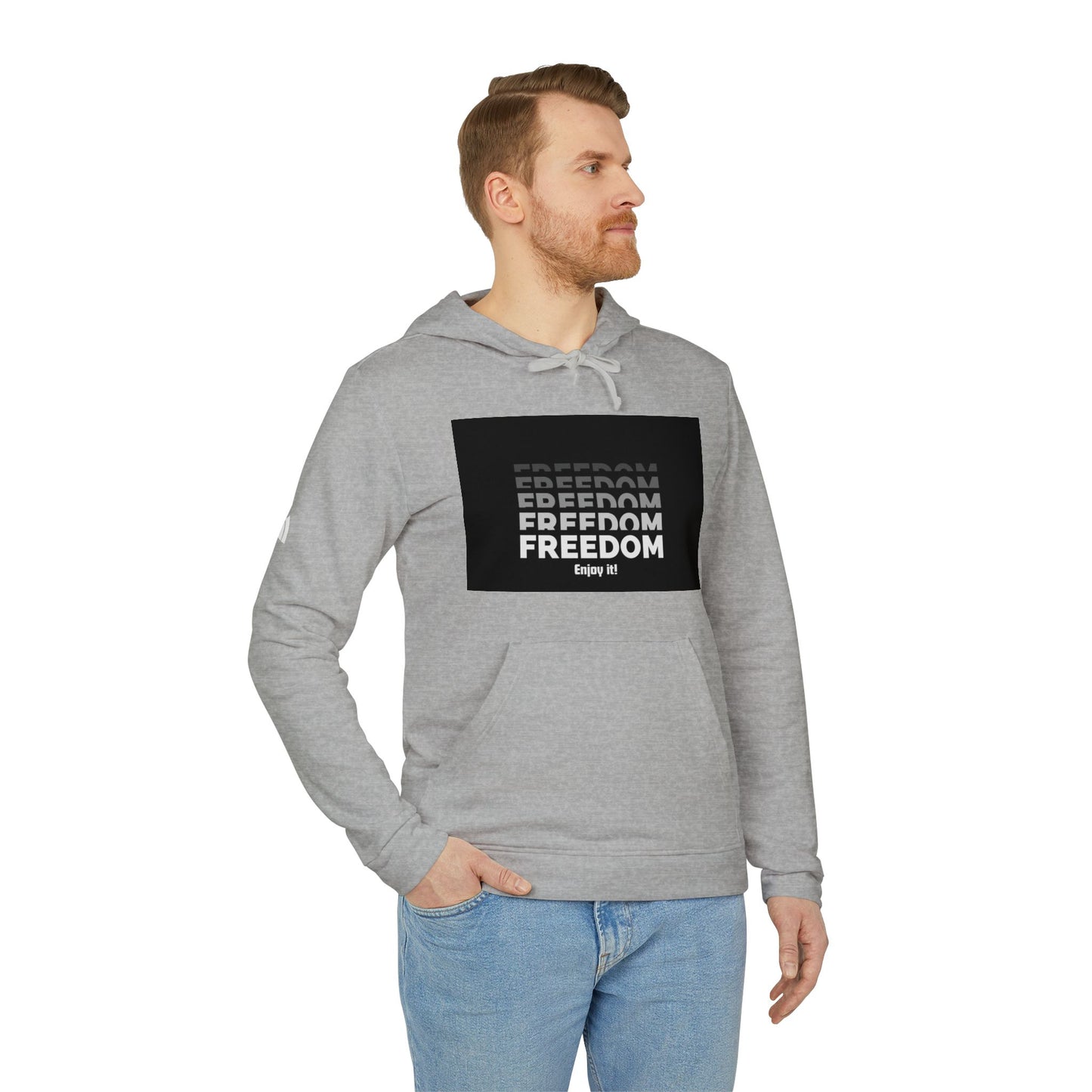 Freedom Repeat Graphic Hoodie – Minimalist Black & White Pullover