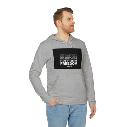 Freedom Repeat Graphic Hoodie – Minimalist Black & White Pullover