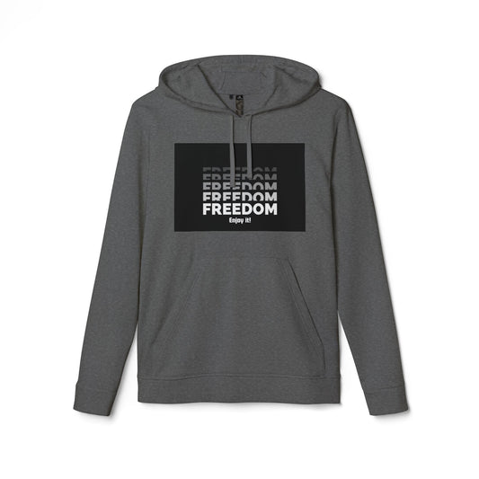 Freedom Repeat Graphic Hoodie – Minimalist Black & White Pullover