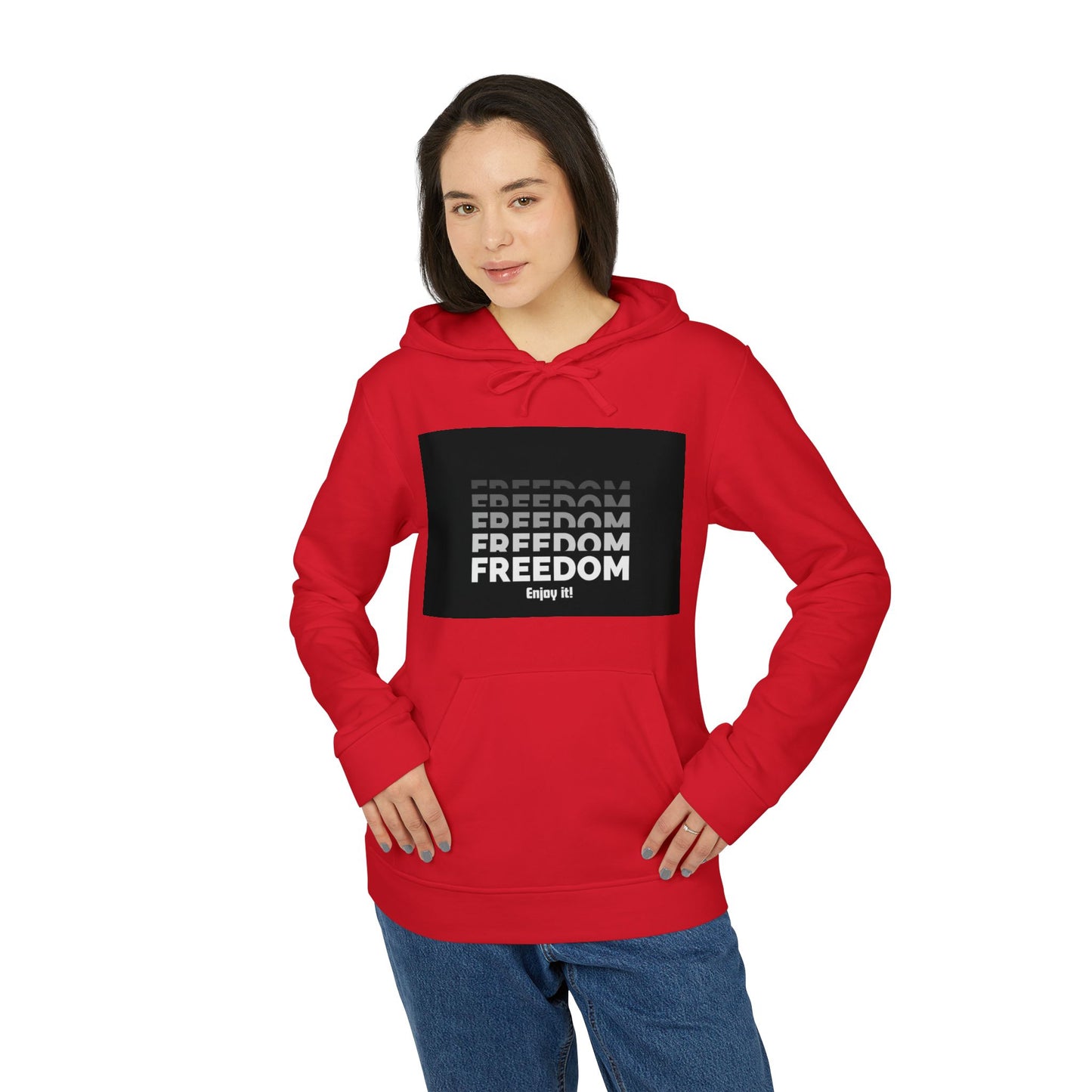 Freedom Repeat Graphic Hoodie – Minimalist Black & White Pullover