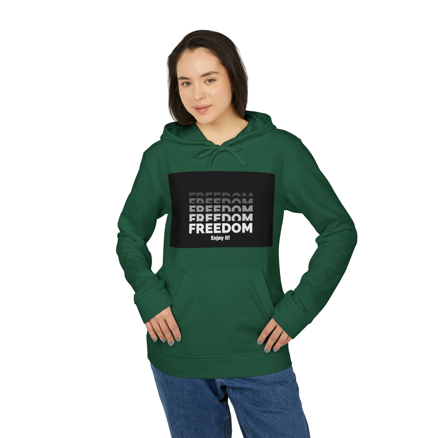 Freedom Repeat Graphic Hoodie – Minimalist Black & White Pullover