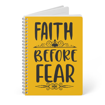 Inspirational A5 Wirobound Notebook – "Faith Before Fear"
